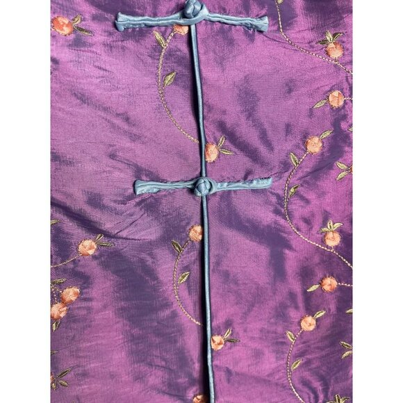 Wei Na Si Embroidery Embellished Frog Closures Iridescent Silk Jacket Purple 3XL - Picture 9 of 11
